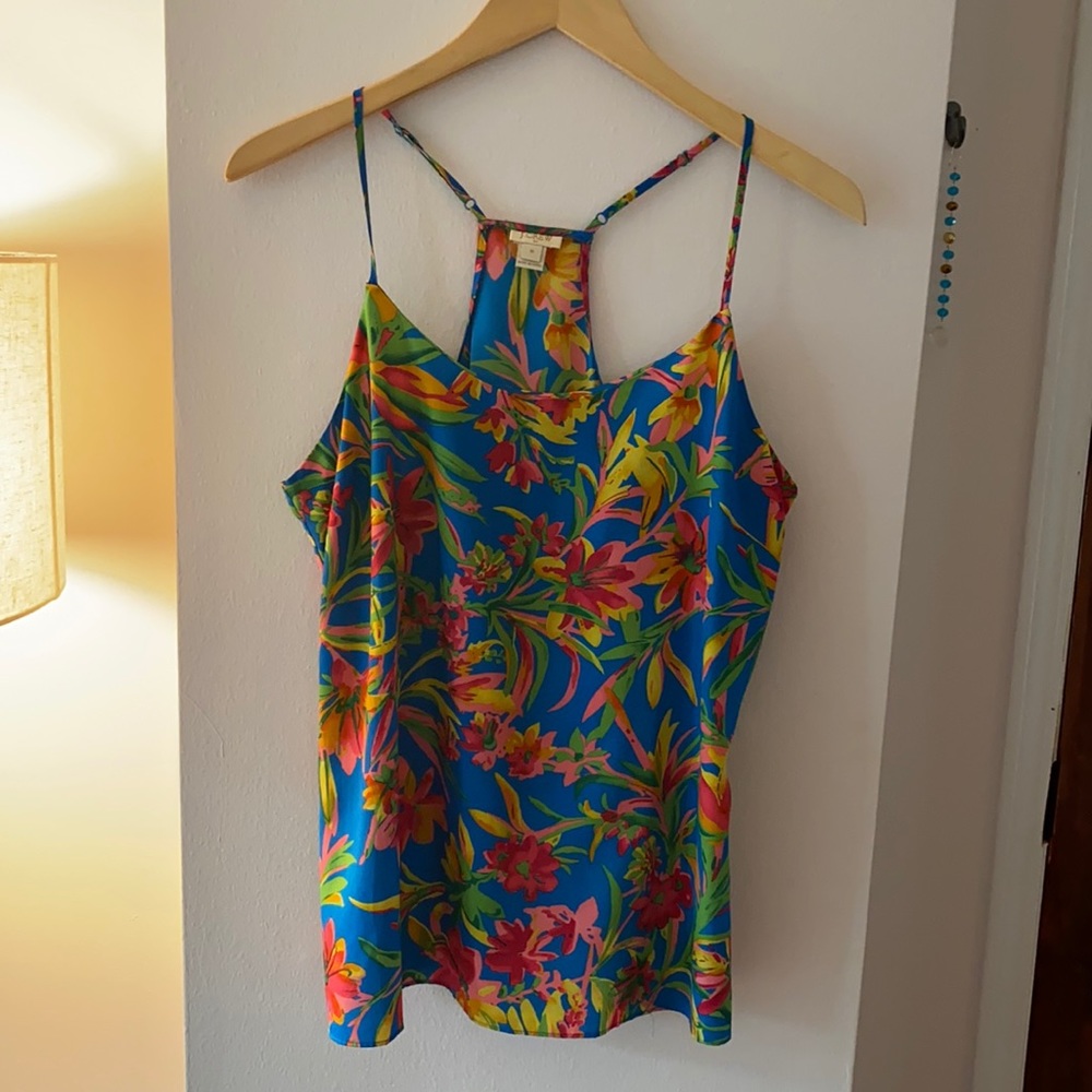 J. Crew Tropical Print Tank Blouse